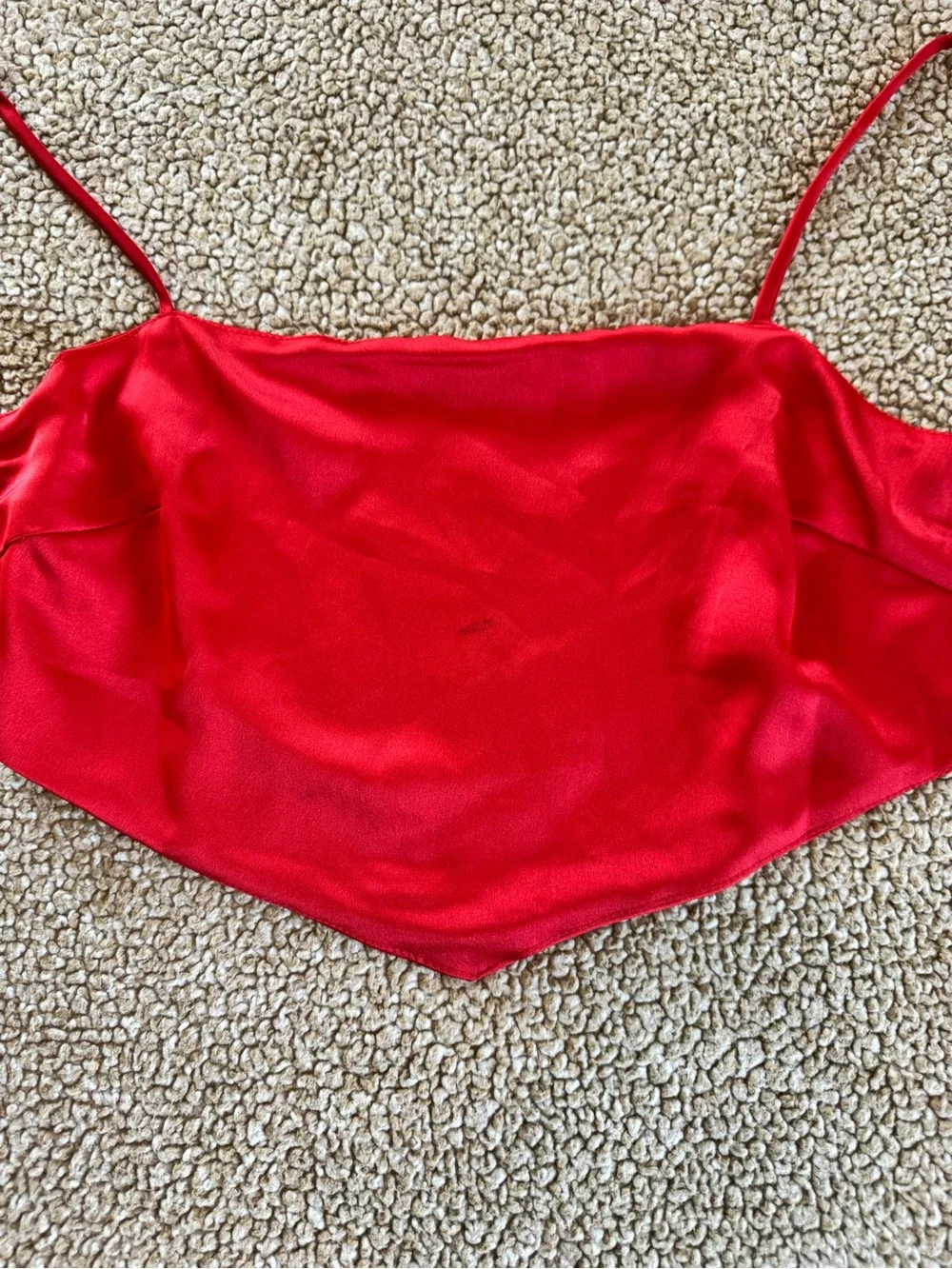 Show Me Your Mumu Red Satin Cowl Neck Tie Back Crop Top Size S